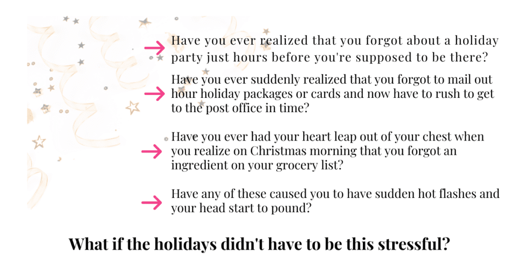 Have you ever experienced stress during the holidays due to being unorganized