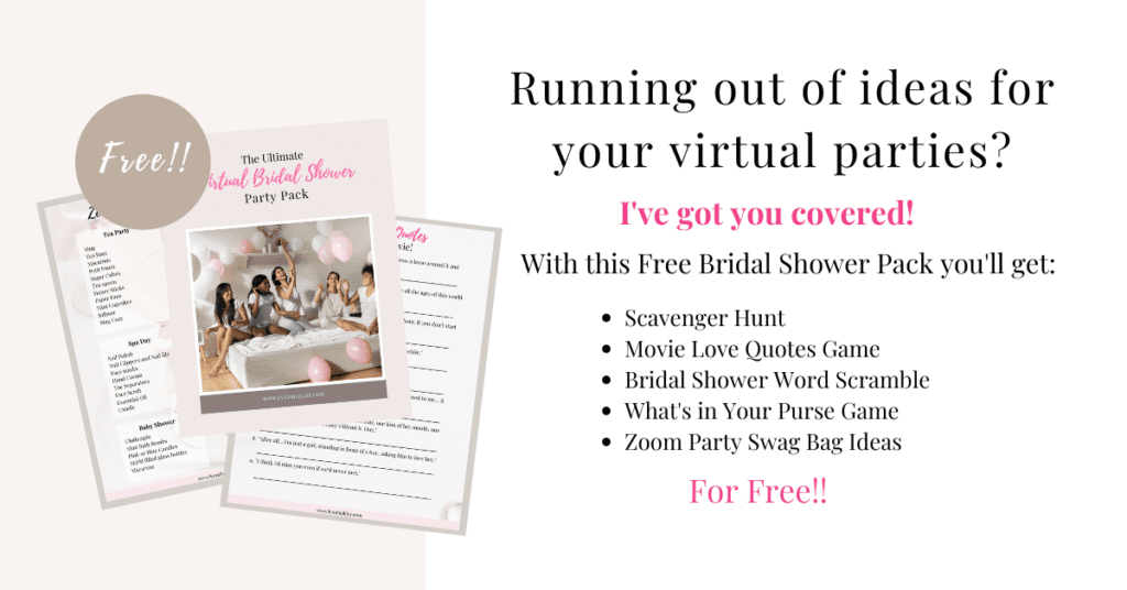 Free Virtual Bridal Shower Party Pack